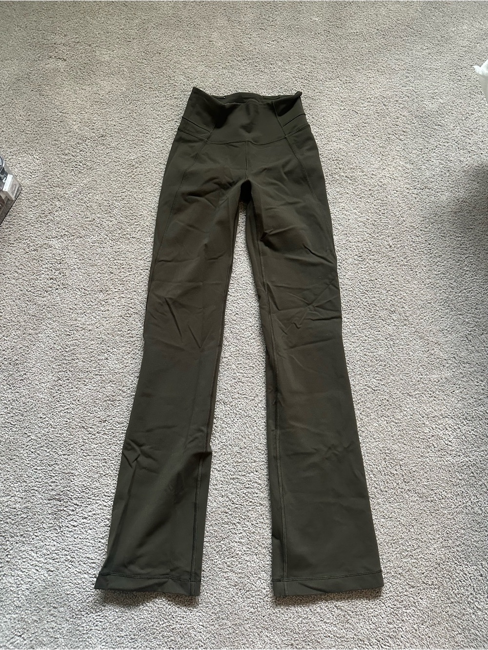 Lululemon High-Waist Olive Green Flare Leggings